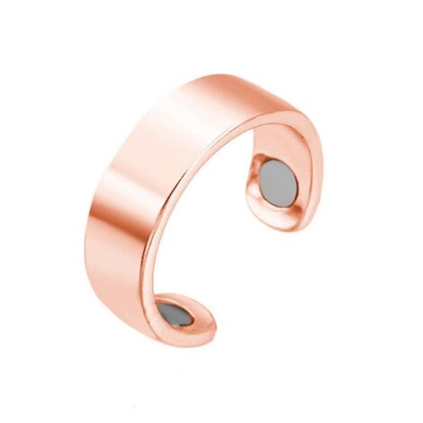 Lot de 2 anneaux magnétiques pour le contrôle de la glycémie, anneaux en cuivre ajustables avec aimants puissants, or rose (1/5)
