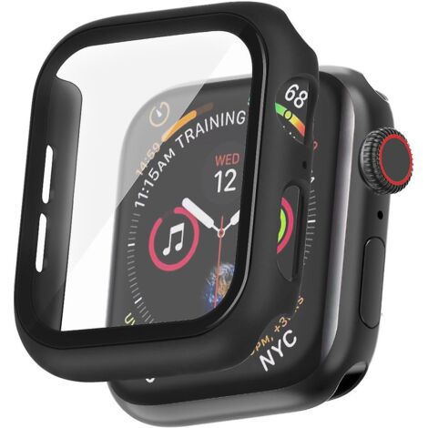 Lot de 10 coques rigides noires avec protection d'écran en verre trempé pour Apple Watch Series 6/SE/5/4 (40 mm) - Protection intégrale à 360° (1/5)