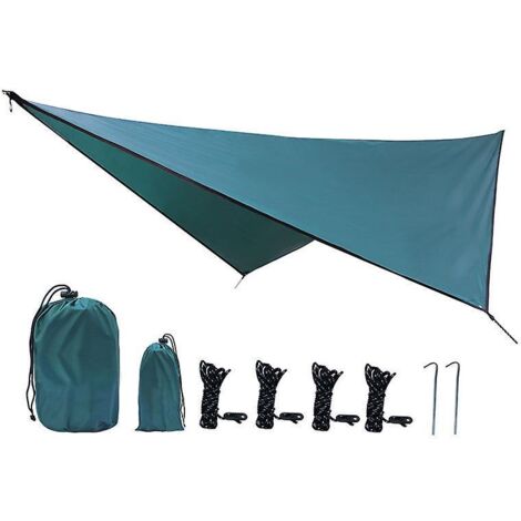 Auvent d'extérieur triangulaire équilatéral en tissu Oxford - Sable Vert foncé (1/4)
