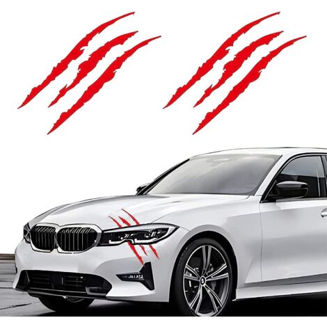 Lot de 2 autocollants rouges imperméables en forme de griffe de monstre pour voitures, camions et motos