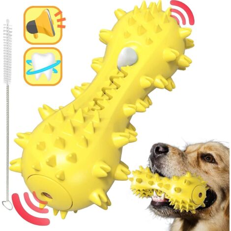 Brosse à dents et jouet à mâcher en caoutchouc orange résistant aux morsures pour chiens de petite et moyenne taille (1/5)