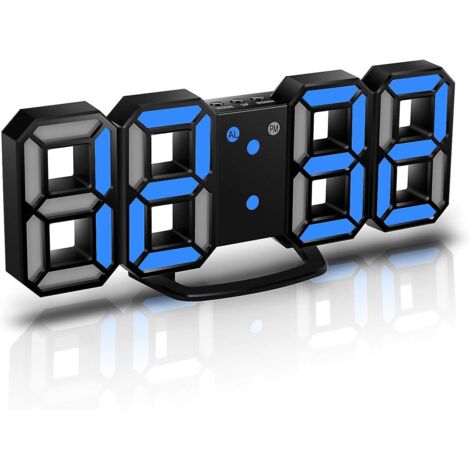 Horloge murale LED 3D avec luminosité réglable et alarme (1/5)