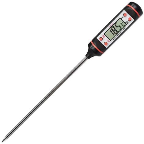 Thermomètre de cuisson à lecture instantanée avec sonde ultra-longue pour grillades, barbecues, steaks, confiseries, lait et eau - avec bouton °C/°F (1/5)