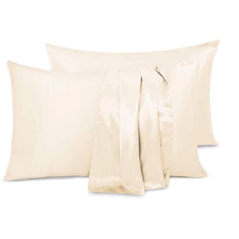 Taies d'oreiller luxueuses en satin gris doré - 100 % microfibre aux propriétés apaisantes pour la peau, prévenant la chute des cheveux, anti-acariens et hypoallergénique - 76 x 51 cm (1/5)