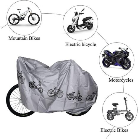 Housse de vélo d'extérieur, 110 x 210 cm, imperméable, pour VTT, moto et vélo électrique - Grise (1/3)