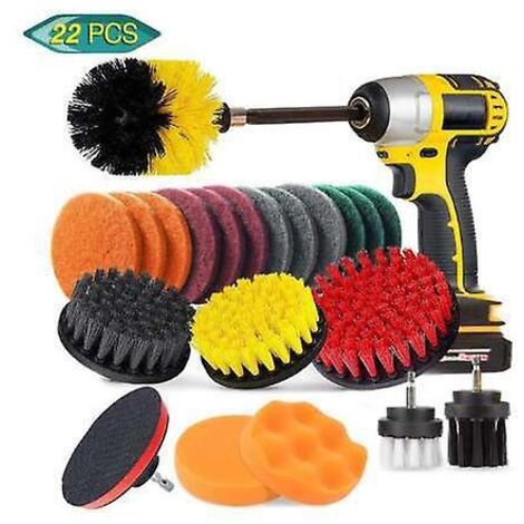 Kit de 22 brosses de nettoyage pour perceuse électrique, idéal pour le nettoyage de la cuisine, de la salle de bain, des joints de carrelage et des tapis. (1/5)