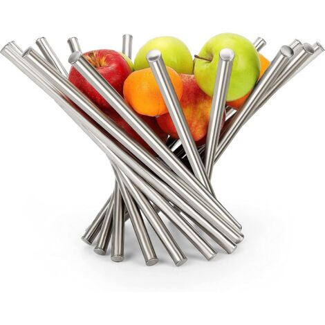 Panier à fruits pliable en acier inoxydable argenté (1/5)