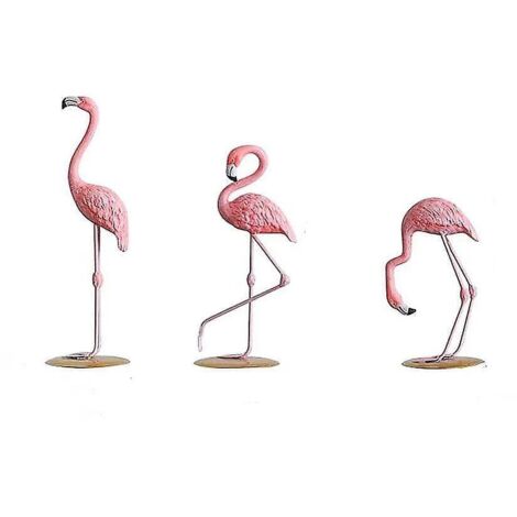 Ensemble de 3 figurines flamants roses en résine, ornements pour la décoration intérieure et cadeaux. (1/5)