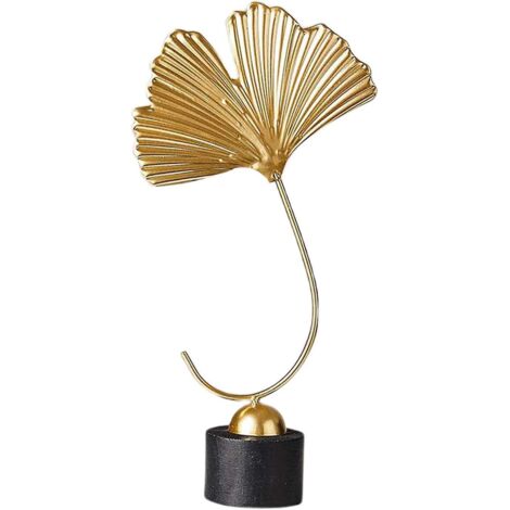 Sculpture artisanale de feuille de ginkgo avec socle en bois - Statue décorative pour salon, entrée, chambre ou bureau - Cadeau suspendu unique (1/5)