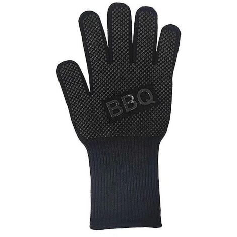 Gants de barbecue à pois résistants à la chaleur pour four à pizza et cheminée extérieure - Noir (1/4)