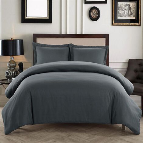 Parure de lit en microfibre douce brossée - Housse de couette 220 x 260 cm avec 2 taies d'oreiller 50 x 75 cm (1/5)