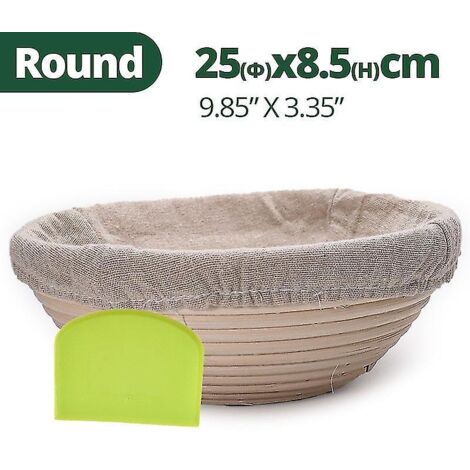 Ensemble de panier à pain en rotin de style européen avec doublure et racloir à pâte, 25 x 8,5 cm - 1 pièce (1/3)