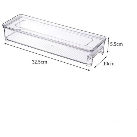 Bac de réfrigérateur long et transparent en plastique pour rangement de cuisine (1/5)