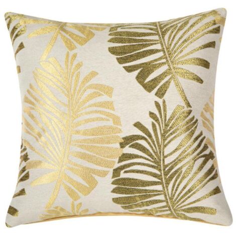 Ensemble de housses de coussin décoratives en lin - 45 x 45 cm, jaune - Idéal pour la voiture, le salon, la chambre, le bureau (1/5)