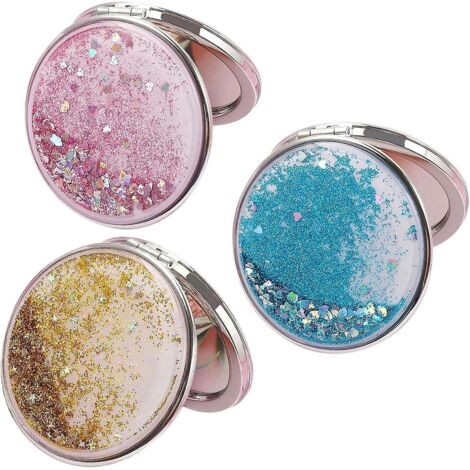 Ensemble de 3 miroirs de poche double face pour femmes avec grossissement, miroirs de maquillage compacts pour sac à main (1/5)