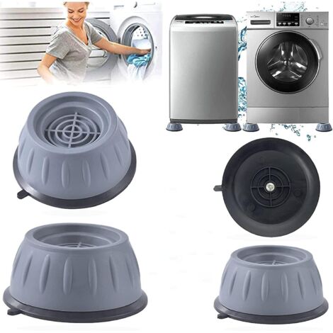 Pieds anti-vibrations pour lave-linge et sèche-linge - Ensemble de 4 patins en caoutchouc gris pour une protection antidérapante et anti-marche. (1/5)