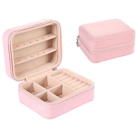 Petite boîte à bijoux en cuir PU rose (1/5)