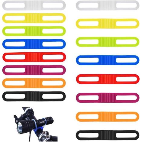 Lot de 16 bracelets souples en silicone pour vélo, compatibles avec lampes torches, téléphones portables et chronomètres - 14 x 2,2 x 1 cm (1/5)