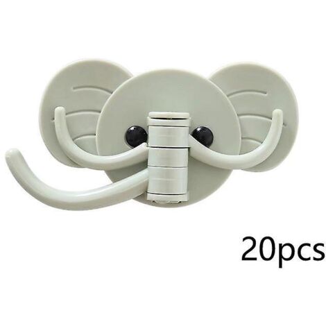 Lot de 20 adorables crochets adhésifs verts en forme d'éléphant pour la cuisine, la salle de bain et derrière une porte (1/5)