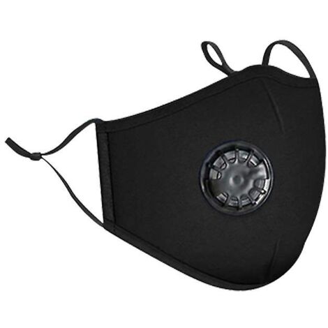 Masque facial réutilisable en coton avec valve respiratoire et filtres à charbon remplaçables - Lot de 5 (noir) (1/4)