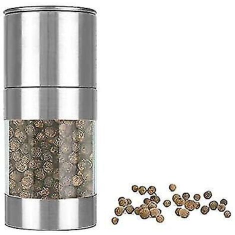 Moulin à poivre et à sel manuel en acier inoxydable avec taille de grain réglable, argent (1/4)