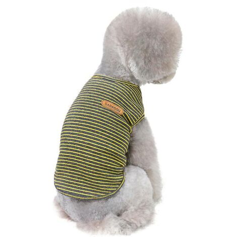 T-shirt sans manches rayé jaune citron pour chien : gilet en coton respirant pour petits chiens et chats (1/5)