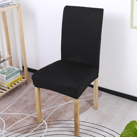 Lot de 6 housses de chaises extensibles noires pour salle à manger, mariage, hôtel et restaurant - Housses amovibles, lavables et modernes (1/5)