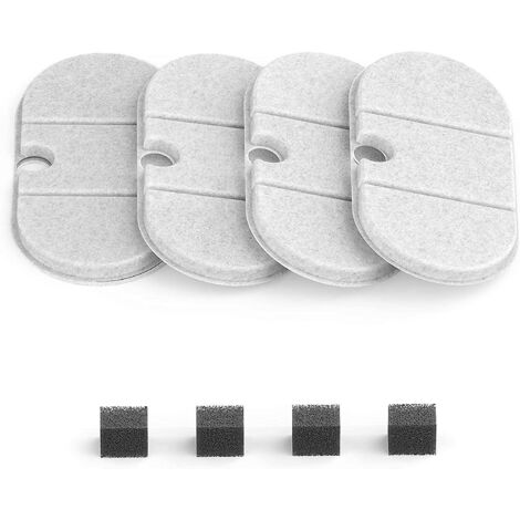 Lot de 4 filtres à capsules ultra-silencieux pour fontaines à eau pour chats et chiens, système de filtration quadruple (1/5)