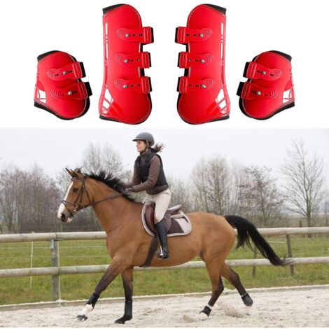Lot de 4 guêtres absorbant la transpiration pour tendons de cheval, idéales pour l'entraînement au dressage et à l'équitation, équipement sportif équin noir (1/4)