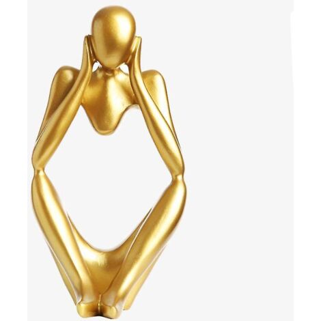 Sculpture de bureau abstraite représentant le Penseur d'or (1/5)