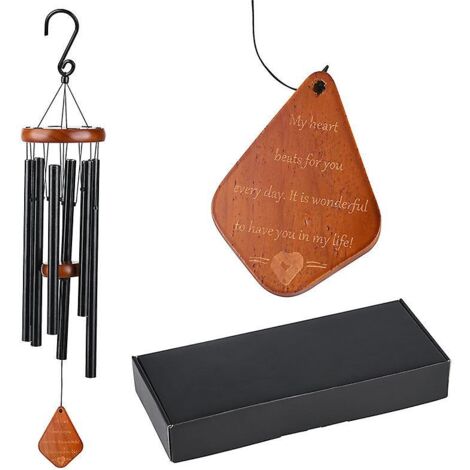 Carillon éolien de grande taille aux sonorités graves, composé de 6 tubes en aluminium - Idéal pour la décoration extérieure du jardin, de la cour, du patio et de la maison (cuivre veiné) (1/4)