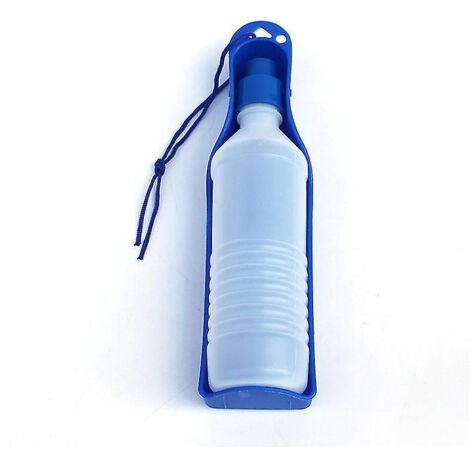 Gourde pliable bleue en plastique de 500 ml avec gamelle intégrée (1/3)