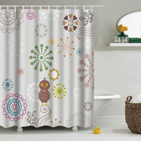 Rideau de douche imperméable, anti-moisissure et lavable en machine, en polyester épais, 180 x 180 cm, style 8 (1/4)