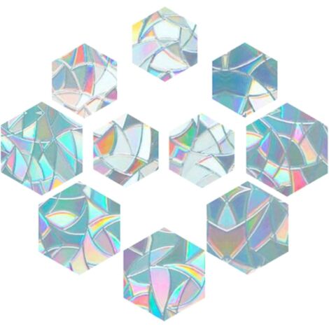 Décoration de fenêtre anti-collision hexagonale à adhérence statique - Lot de 10 autocollants arc-en-ciel pour la cuisine et la salle à manger (1/5)