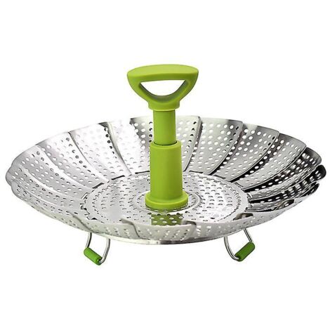 Panier vapeur télescopique en acier inoxydable avec poignée extensible et pieds antidérapants pour la cuisson des légumes (1/5)