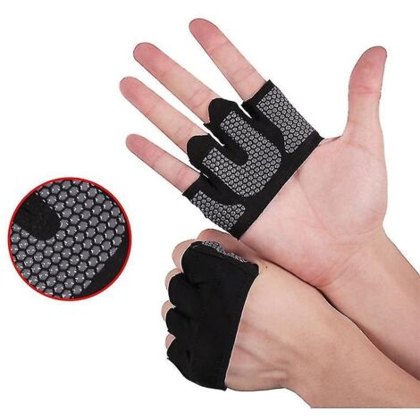 Gants de gym antidérapants demi-doigts pour fitness, haltérophilie et sports - Protection de la paume (Gris, Taille L) (1/5)