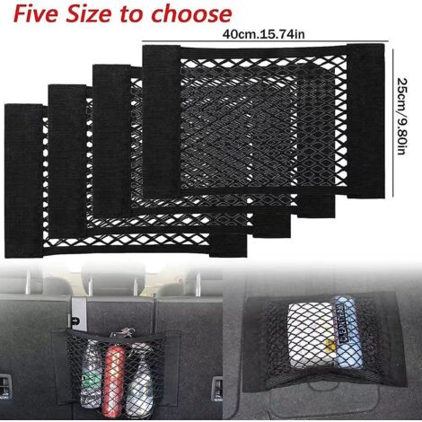 Lot de 4 filets de rangement pour coffre de voiture, grand format 40 x 25 cm. (1/5)