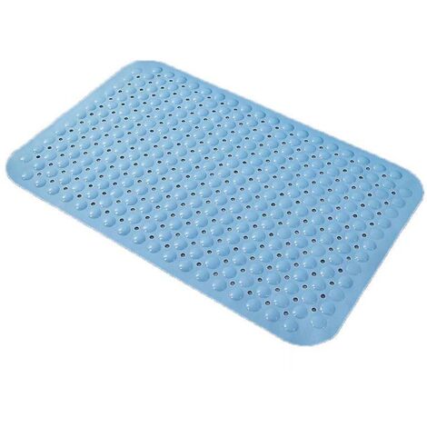 Tapis de douche antidérapant en PVC bleu - Tapis de sol imperméable pour salle de bain et toilettes, idéal pour la maison et l'hôtel (1/5)