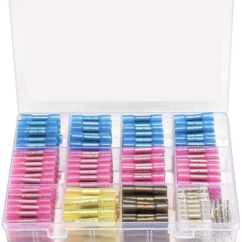 Kit de 340 connecteurs de fils Sopoby à thermorétraction étanches, assortiment de connecteurs à sertir électriques (150 rouges, 100 bleus, 20 jaunes, 20 noirs, 5 gris) (1/5)