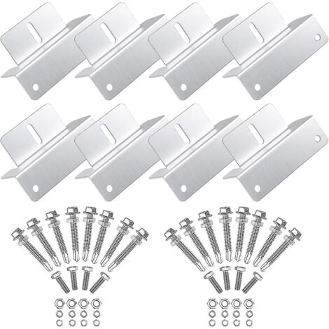 Kit de 8 supports de montage en aluminium de type Z pour panneaux solaires, destiné aux camping-cars, caravanes et yachts. (1/5)