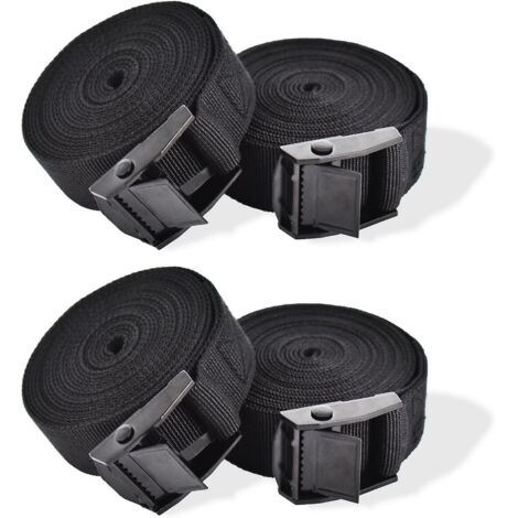 Sangles d'arrimage à cliquet de 3 m avec verrou pour remorque moto - Sangle noire de 25 mm (1/5)