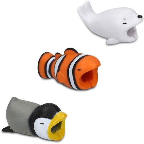 Protège-câbles de charge multicolores à motifs d'animaux mignons - Compatibles avec Apple iPhone, iPad et iPod (lot de 3) (1/5)
