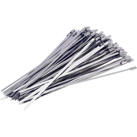 Lot de 100 colliers de serrage métalliques en acier inoxydable de 400 mm - Colliers de serrage de haute qualité pour assemblage de colliers en acier (1/5)