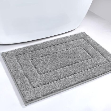 Tapis de bain antidérapant en microfibre, séchage rapide, lavable en machine, tapis de douche moelleux, 40 x 60 cm, gris clair (1/5)