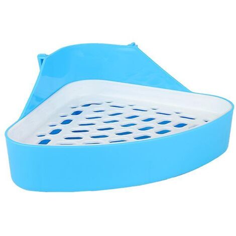 Boîte de toilettage et de couchage pour petits animaux, litière triangulaire pour lapins, cochons d'Inde et chinchillas, accessoires de nettoyage pour animaux (bleu, 1 pièce) (1/3)