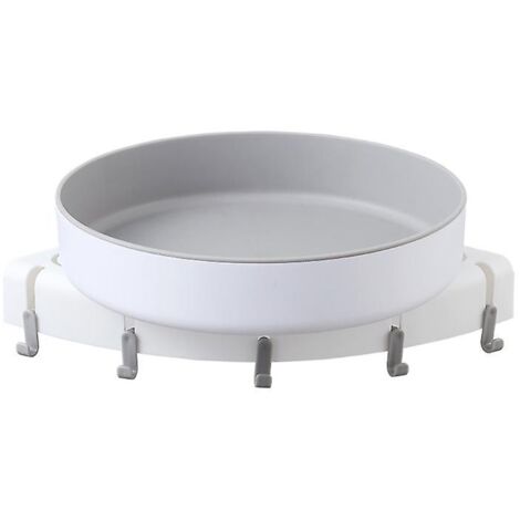 Étagère d'angle de rangement pour toilettes murale double couche pivotante blanche (1/4)