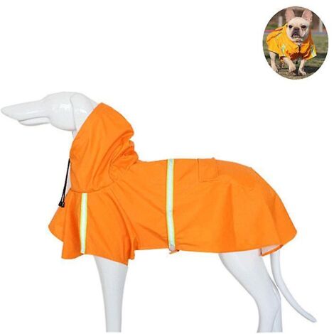 Poncho imperméable à capuche réfléchissant et imperméable pour grand chien, orange - Taille L (1/5)