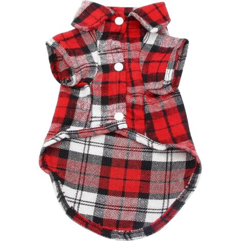 Chemise à carreaux pour chiens et chats, vêtements doux et confortables pour chiens, chemise à carreaux rouges pour animaux de compagnie (XL) (1/5)