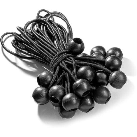 Lot de 25 cordons élastiques en caoutchouc noir de 195 mm avec embouts pour la tension et la fixation des bâches (1/5)