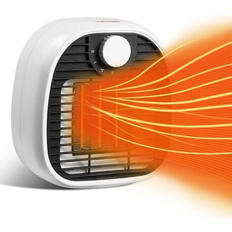 Mini radiateur soufflant en céramique 1000 W avec 3 réglages de température - Chauffage de bureau portable pour bureau, chambre et salon (1/5)